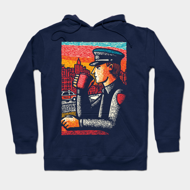 Police Officer Coffee Break | Thin Blue Line Hero Art Hoodie by TuncGK