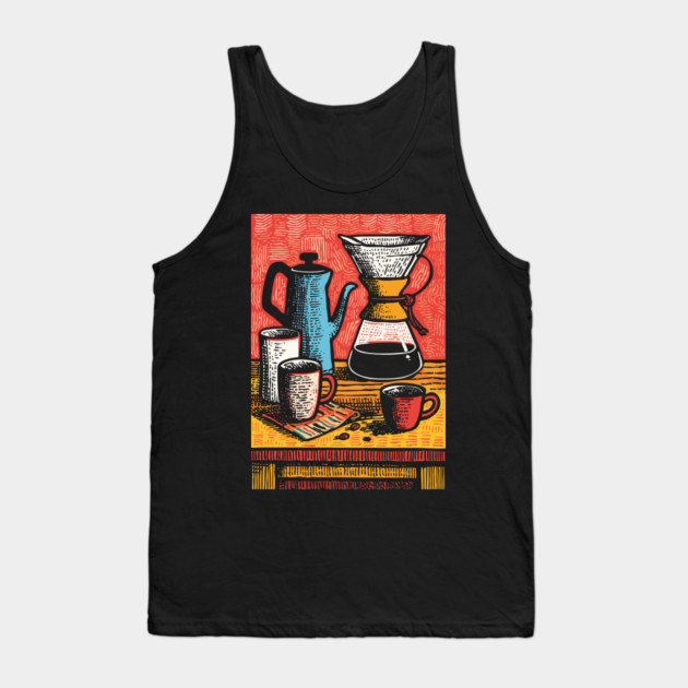 Pour Over Coffee Ritual | Vintage Home Barista Art Tank Top by TuncGK
