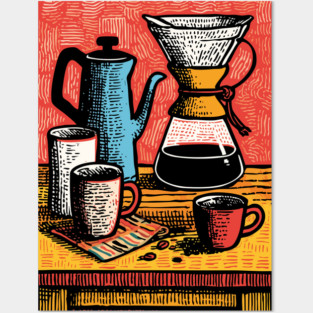Pour Over Coffee Ritual | Vintage Home Barista Art Posters and Art