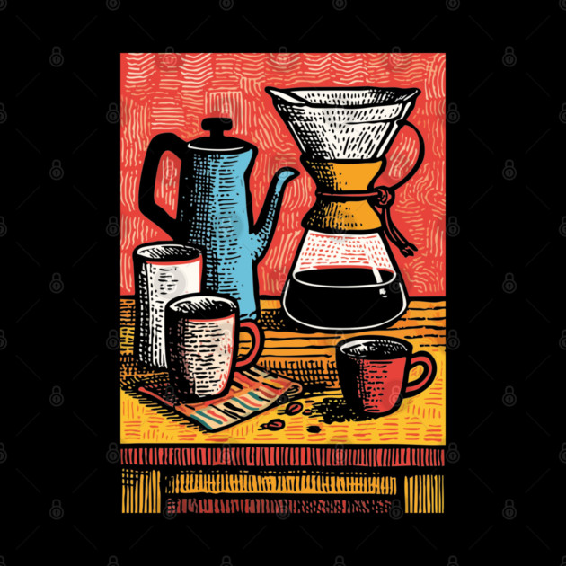 Pour Over Coffee Ritual | Vintage Home Barista Art by TuncGK