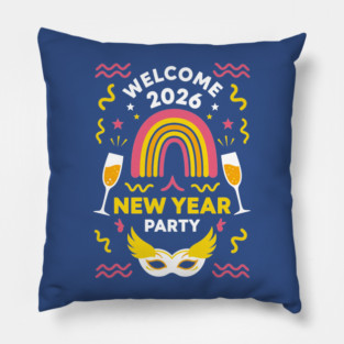 Vibrant New Year Party Pillow