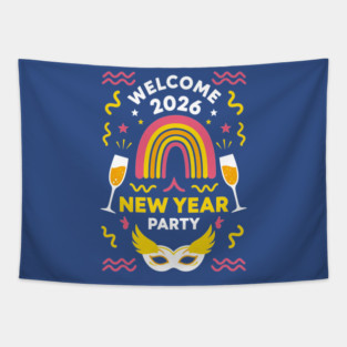 Vibrant New Year Party Tapestry