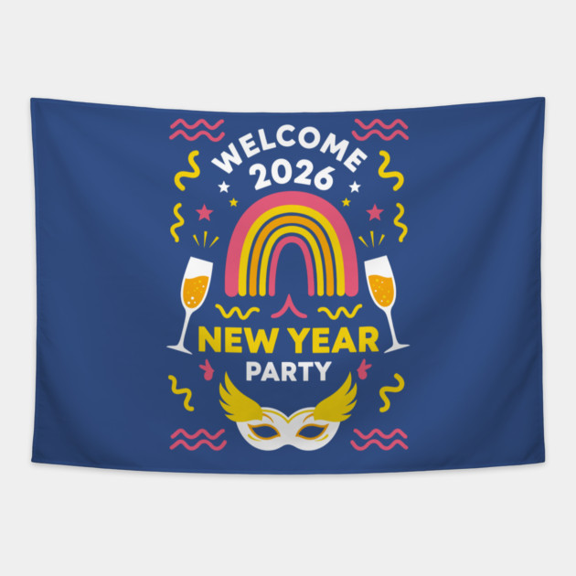 Vibrant New Year Party Tapestry by enrynz