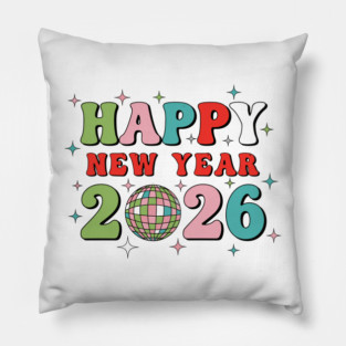 Happy New Year 2026 Disco Party Pillow