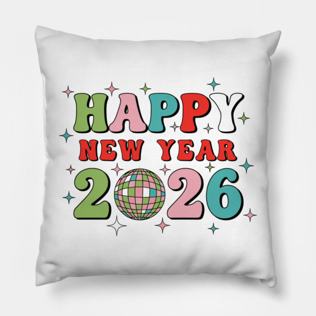 Happy New Year 2026 Disco Party Pillow by enrynz