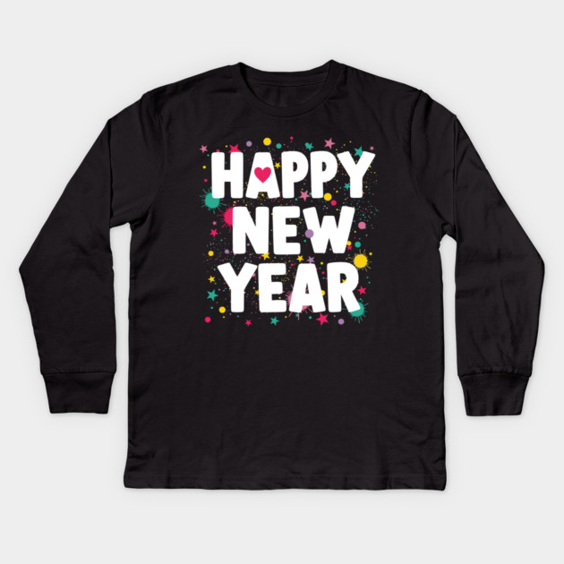 Happy New Year Celebration Kids Long Sleeve T-Shirt by enrynz