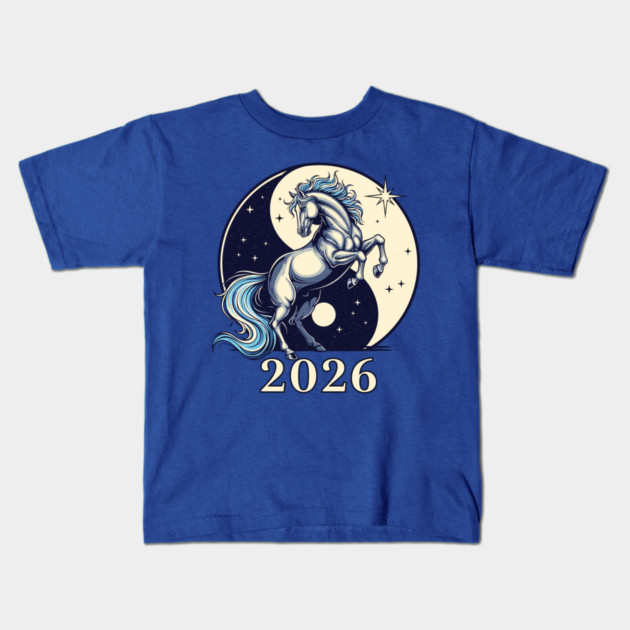 2026 Lunar Horse Magic Kids T-Shirt by enrynz