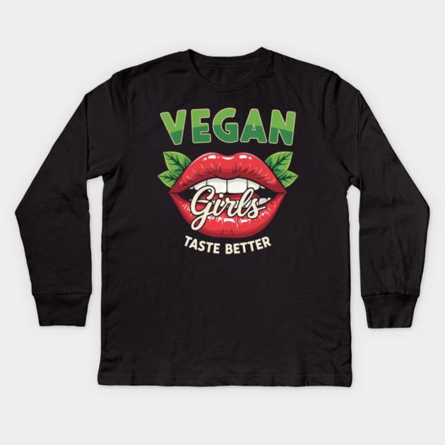Vegan Girls Taste Better Kids Long Sleeve T-Shirt by enrynz