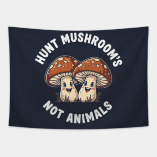 Funny Mushroom Hunting Tapestry