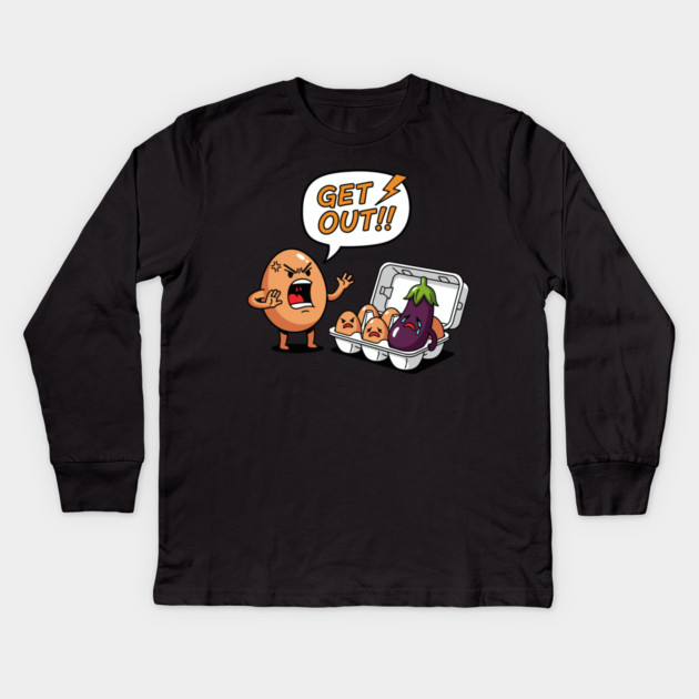 Eggplant Intruder Kids Long Sleeve T-Shirt by enrynz