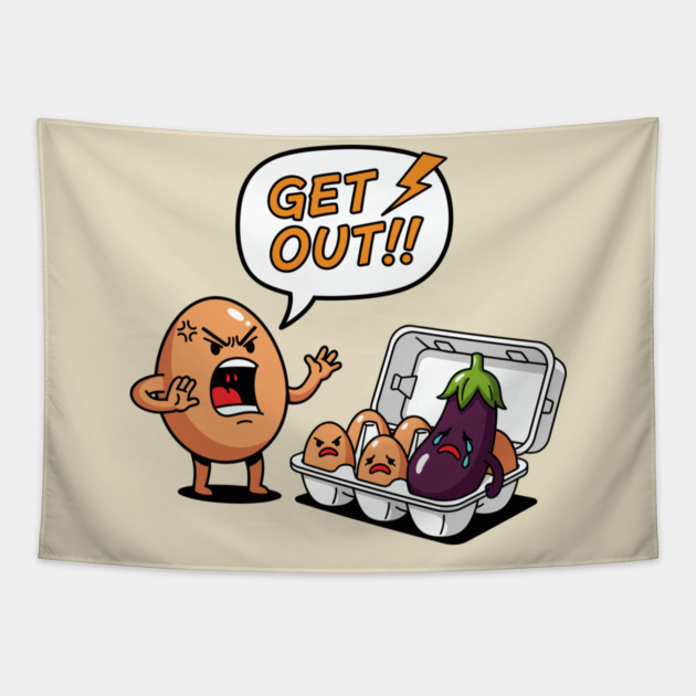 Eggplant Intruder Tapestry by enrynz