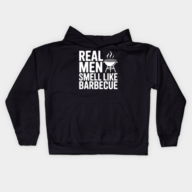 Real Men Smell Like Barbecue Kids Hoodie by Frank Ring