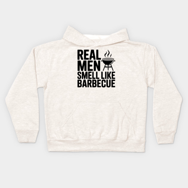 Real Men Smell Like Barbecue Kids Hoodie by Frank Ring