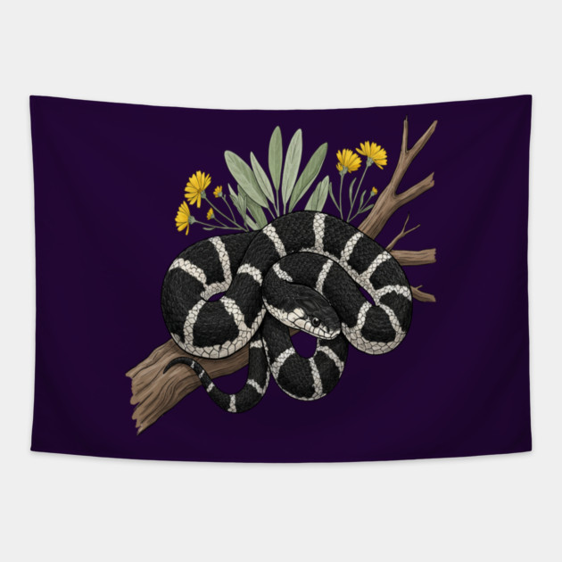 California Kingsnake with Desert Blooms Tapestry by BirdsnStuff