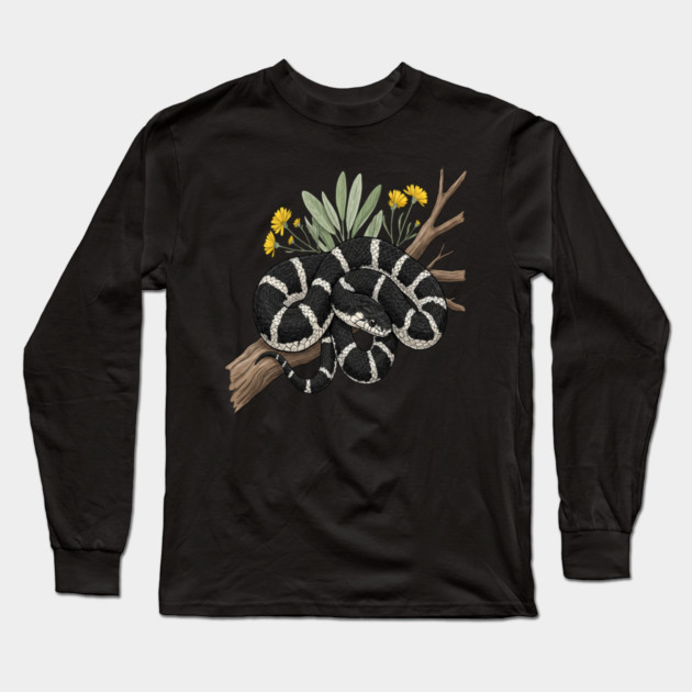 California Kingsnake with Desert Blooms Long Sleeve T-Shirt by BirdsnStuff