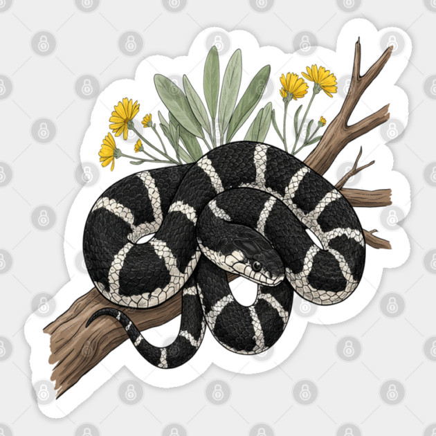California Kingsnake with Desert Blooms Sticker by BirdsnStuff