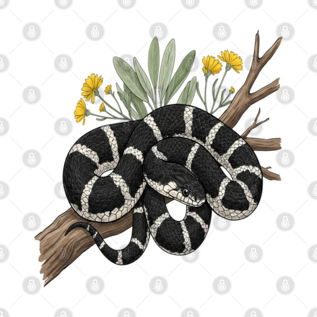 California Kingsnake with Desert Blooms by BirdsnStuff