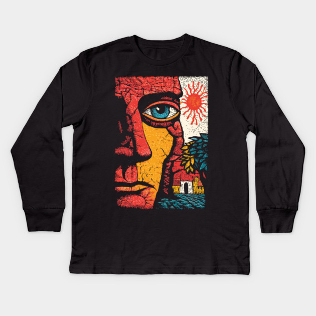 Solar Soul | Folk Art Sun Connection Kids Long Sleeve T-Shirt by TuncGK