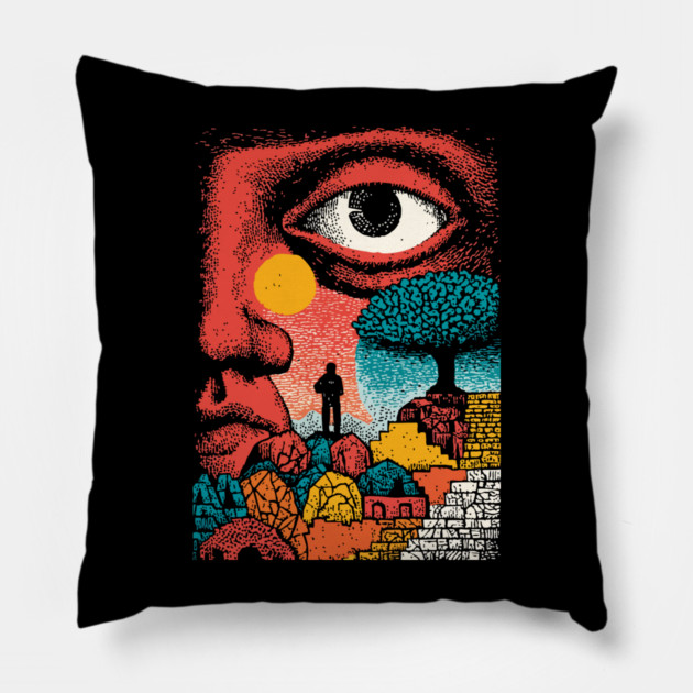 Vision Quest | Psychedelic Third Eye Art Pillow by TuncGK