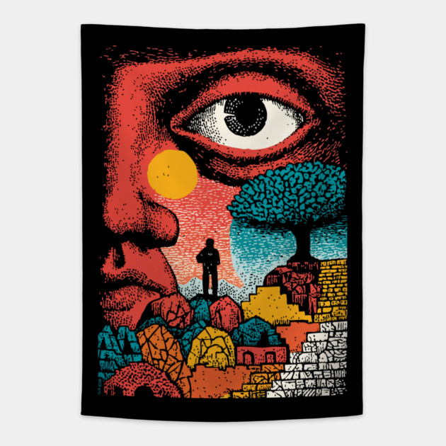 Vision Quest | Psychedelic Third Eye Art Tapestry by TuncGK