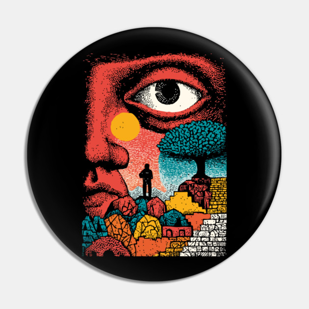 Vision Quest | Psychedelic Third Eye Art Pin by TuncGK