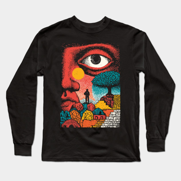 Vision Quest | Psychedelic Third Eye Art Long Sleeve T-Shirt by TuncGK