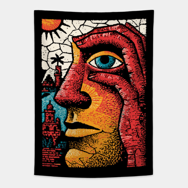 The Inner Citadel | Surreal Art of the Human Mind Tapestry by TuncGK