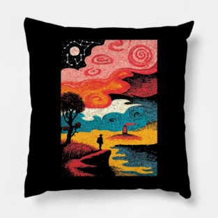 Dreamer's Shore | Surreal Psychedelic Night Sky Pillow