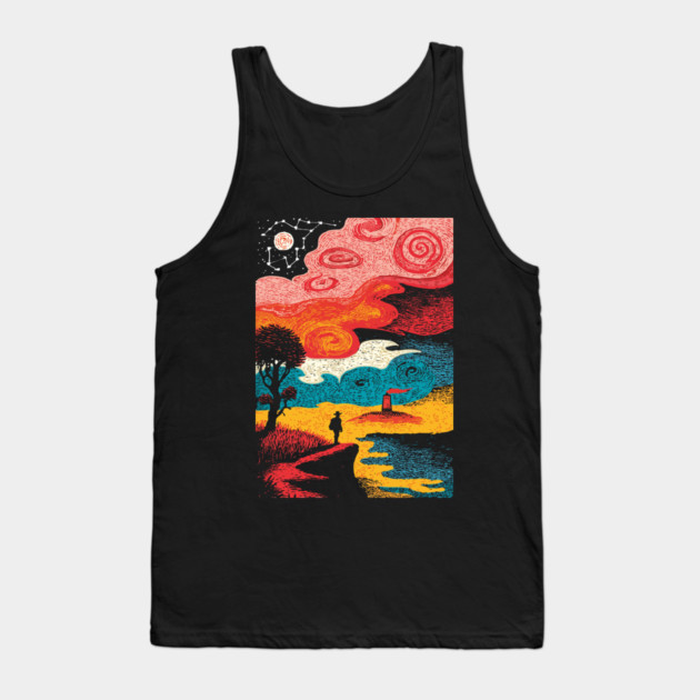 Dreamer's Shore | Surreal Psychedelic Night Sky Tank Top by TuncGK
