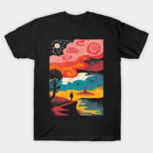 Dreamer's Shore | Surreal Psychedelic Night Sky T-Shirt