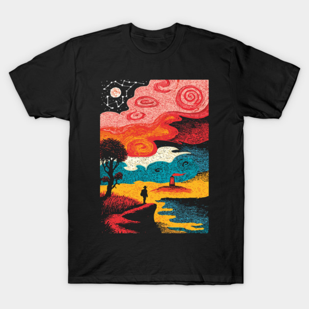 Dreamer's Shore | Surreal Psychedelic Night Sky T-Shirt by TuncGK