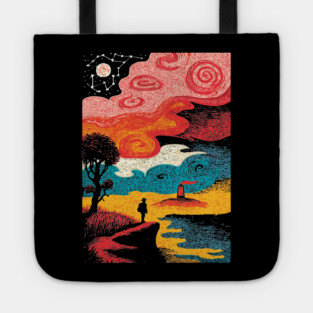 Dreamer's Shore | Surreal Psychedelic Night Sky Tote