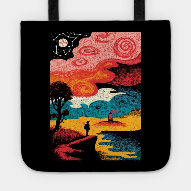 Dreamer's Shore | Surreal Psychedelic Night Sky Tote by TuncGK