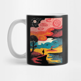 Dreamer's Shore | Surreal Psychedelic Night Sky Mug