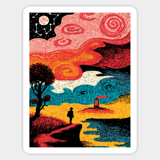 Dreamer's Shore | Surreal Psychedelic Night Sky Magnet by TuncGK