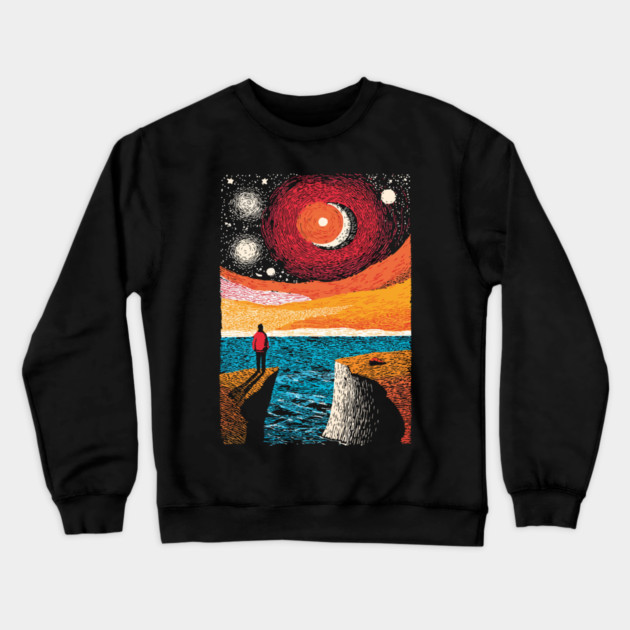 Facing the Sublime | Powerful Ocean Sunset Crewneck Sweatshirt by TuncGK