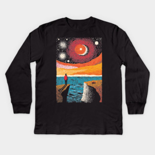 Facing the Sublime | Powerful Ocean Sunset Kids Long Sleeve T-Shirt