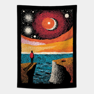 Facing the Sublime | Powerful Ocean Sunset Tapestry