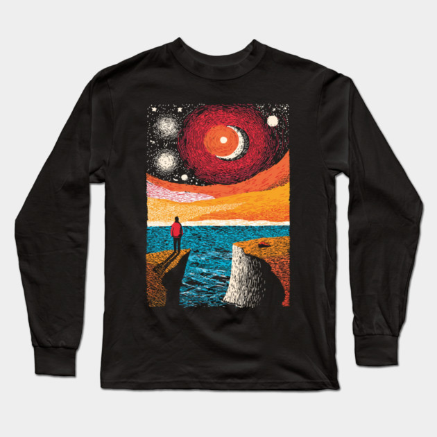 Facing the Sublime | Powerful Ocean Sunset Long Sleeve T-Shirt by TuncGK