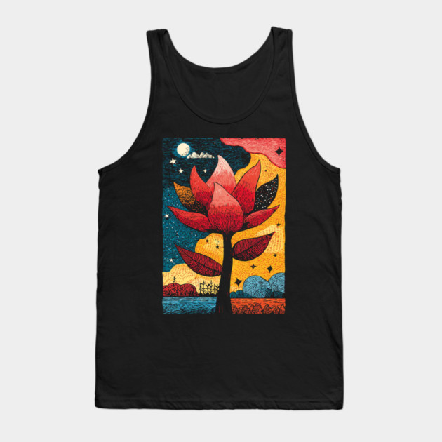 Celestial Bloom | Surreal Botanical Night Garden Tank Top by TuncGK