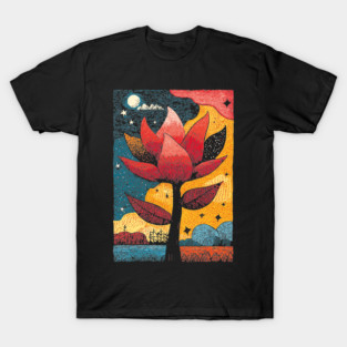 Celestial Bloom | Surreal Botanical Night Garden T-Shirt