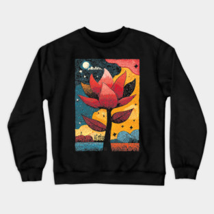 Celestial Bloom | Surreal Botanical Night Garden Crewneck Sweatshirt