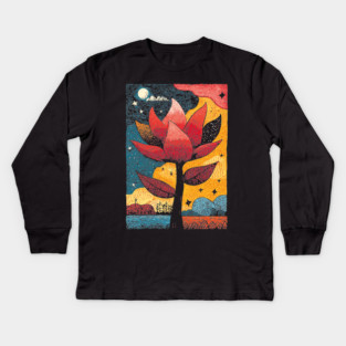 Celestial Bloom | Surreal Botanical Night Garden Kids Long Sleeve T-Shirt