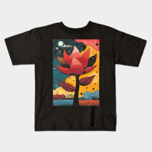 Celestial Bloom | Surreal Botanical Night Garden Kids T-Shirt