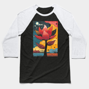 Celestial Bloom | Surreal Botanical Night Garden Baseball T-Shirt