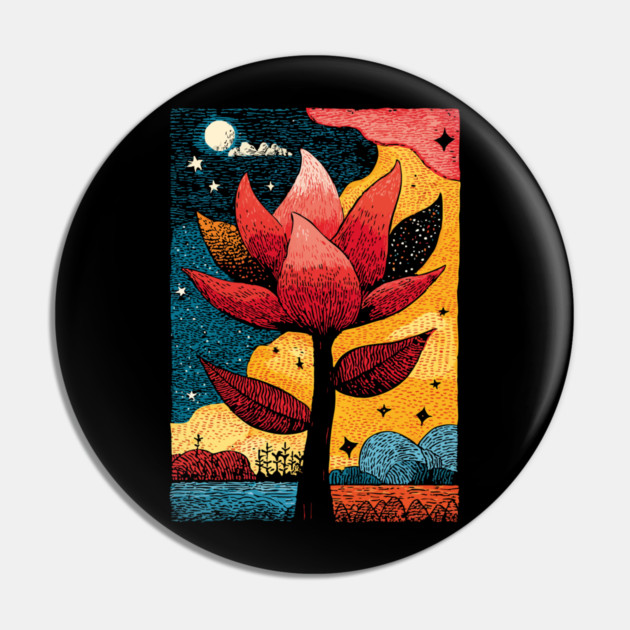 Celestial Bloom | Surreal Botanical Night Garden Pin by TuncGK