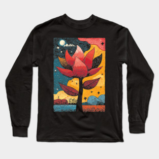 Celestial Bloom | Surreal Botanical Night Garden Long Sleeve T-Shirt