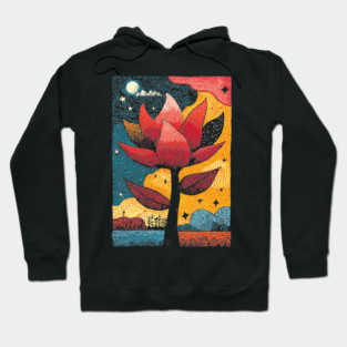 Celestial Bloom | Surreal Botanical Night Garden Hoodie