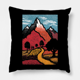 The Adventure Begins | Winding Road to the Mountains Pillow