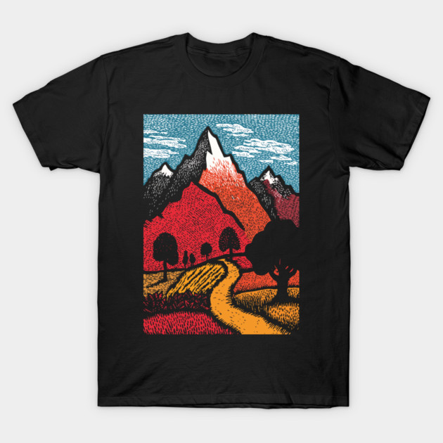 The Adventure Begins | Winding Road to the Mountains T-Shirt by TuncGK